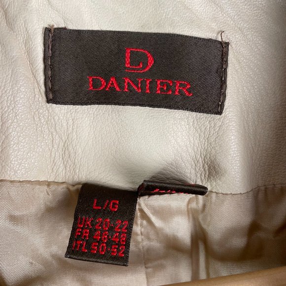 Vintage Danier  100% Genuine Leather  Blazer Button Down Jacket  Y2K  Beige Tan - Picture 2 of 5